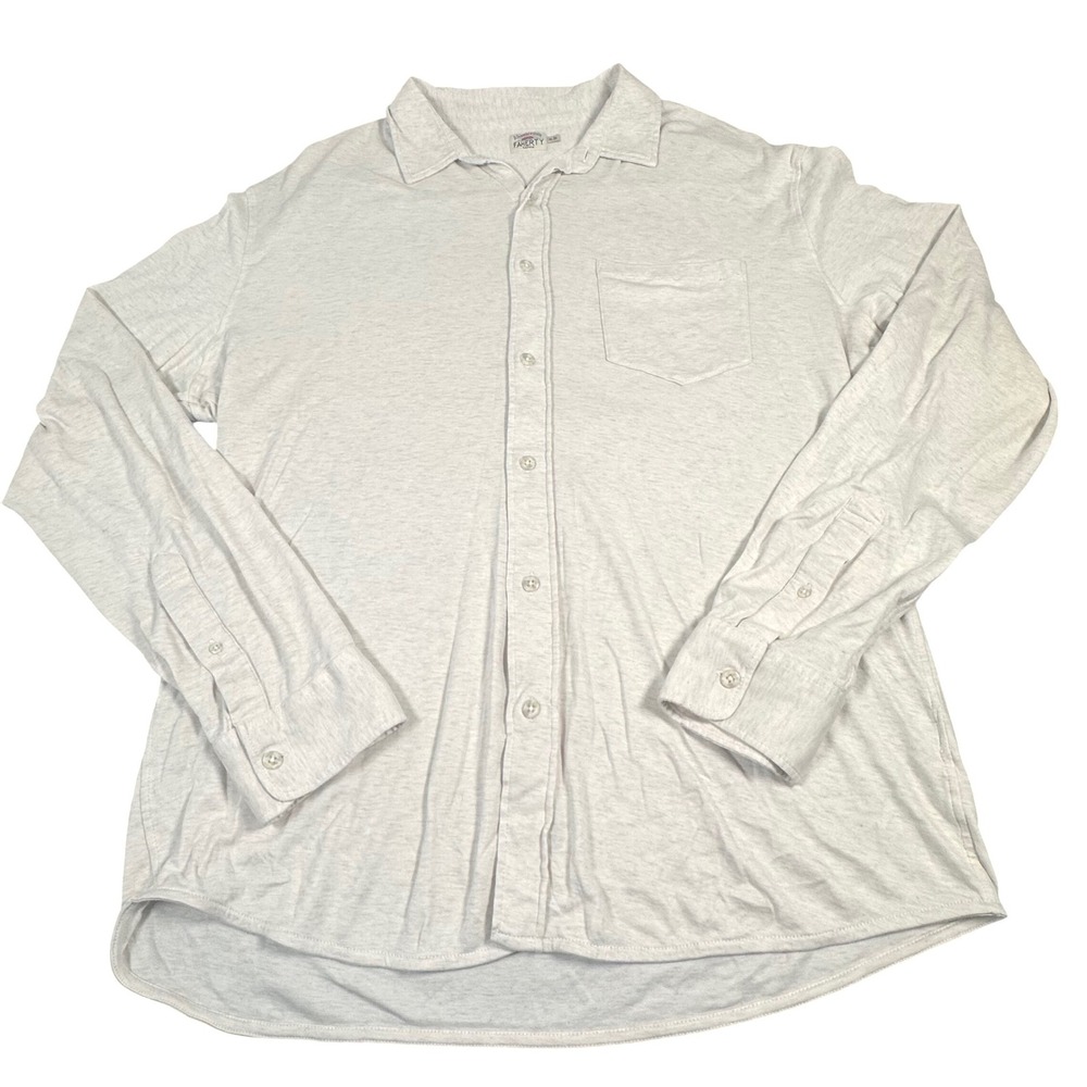 Faherty Brand Mens XL Knit Button Down Shirt Heather Gray Cotton Long Sleeve